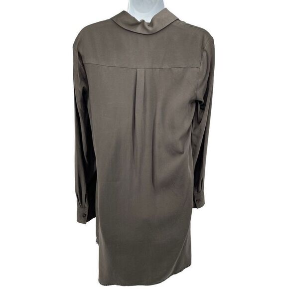 WAYF Womens Tunic Dress Button Up Long Sleeve 100% Rayon Mini Green Size 8 - Picture 2 of 13